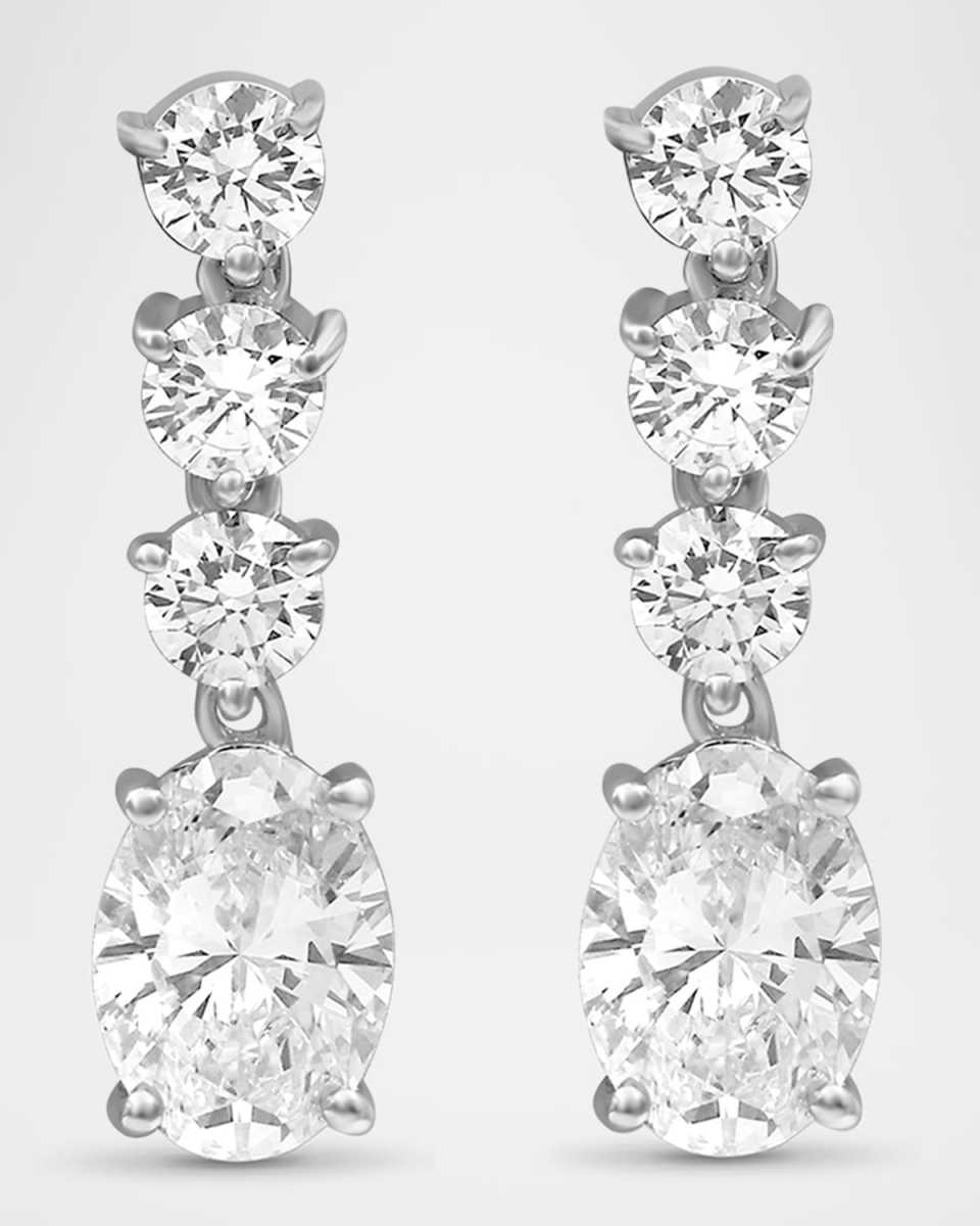 Round and Oval Lab Grown Diamond 18K White Gold Earrings